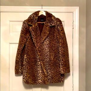 Faux fur leopard coat